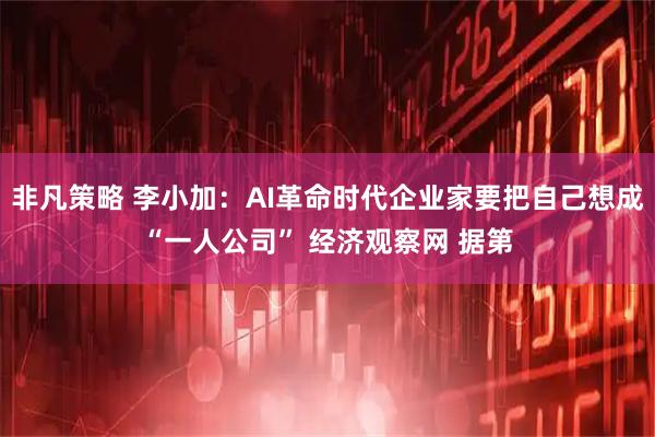 非凡策略 李小加：AI革命时代企业家要把自己想成“一人公司” 经济观察网 据第
