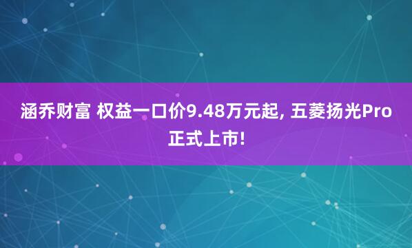 涵乔财富 权益一口价9.48万元起, 五菱扬光Pro正式上市!